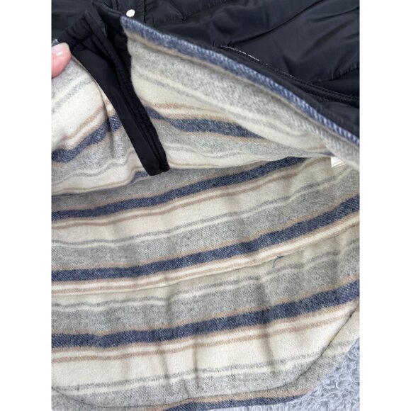 True Religion Mens Med Black/Cream Snap Puffer Vest W/ Leather Yoke NWT - Picture 4 of 13